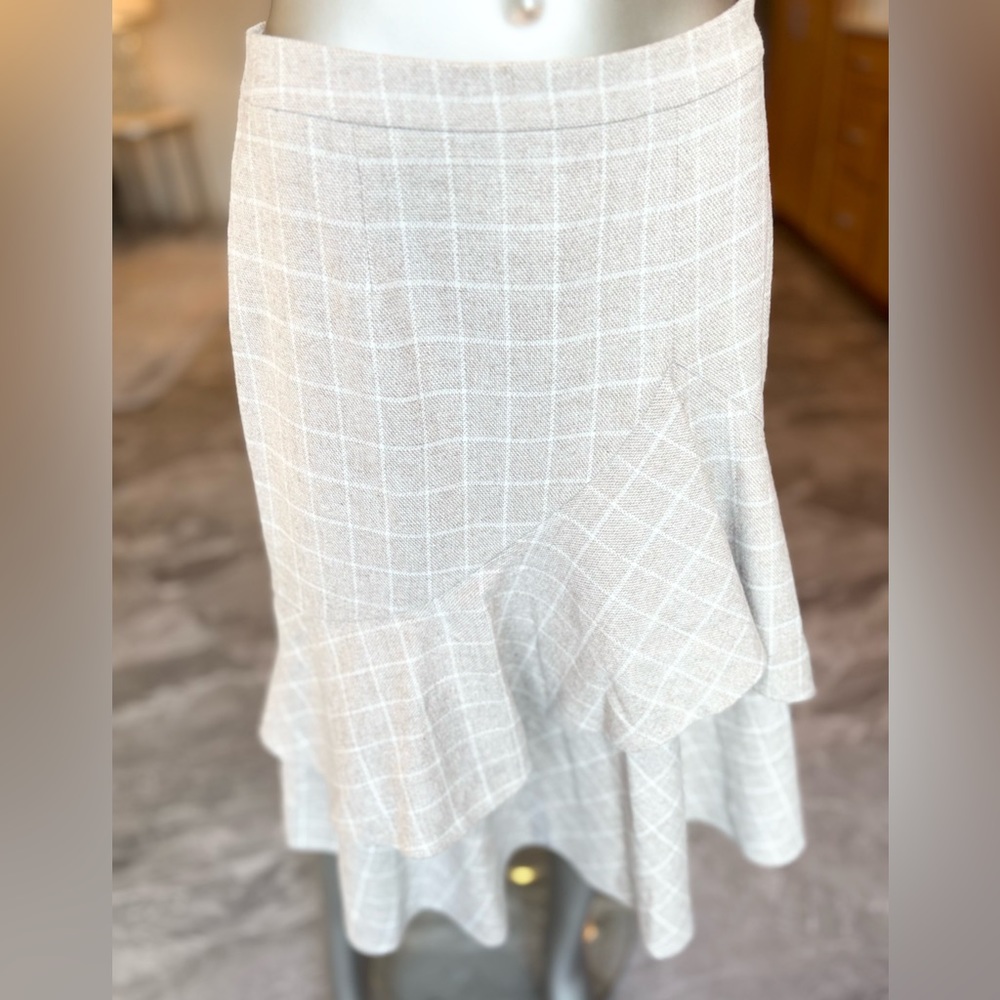 A Line Skirt with Asymmetrical Wide Ruffle at Bottom
